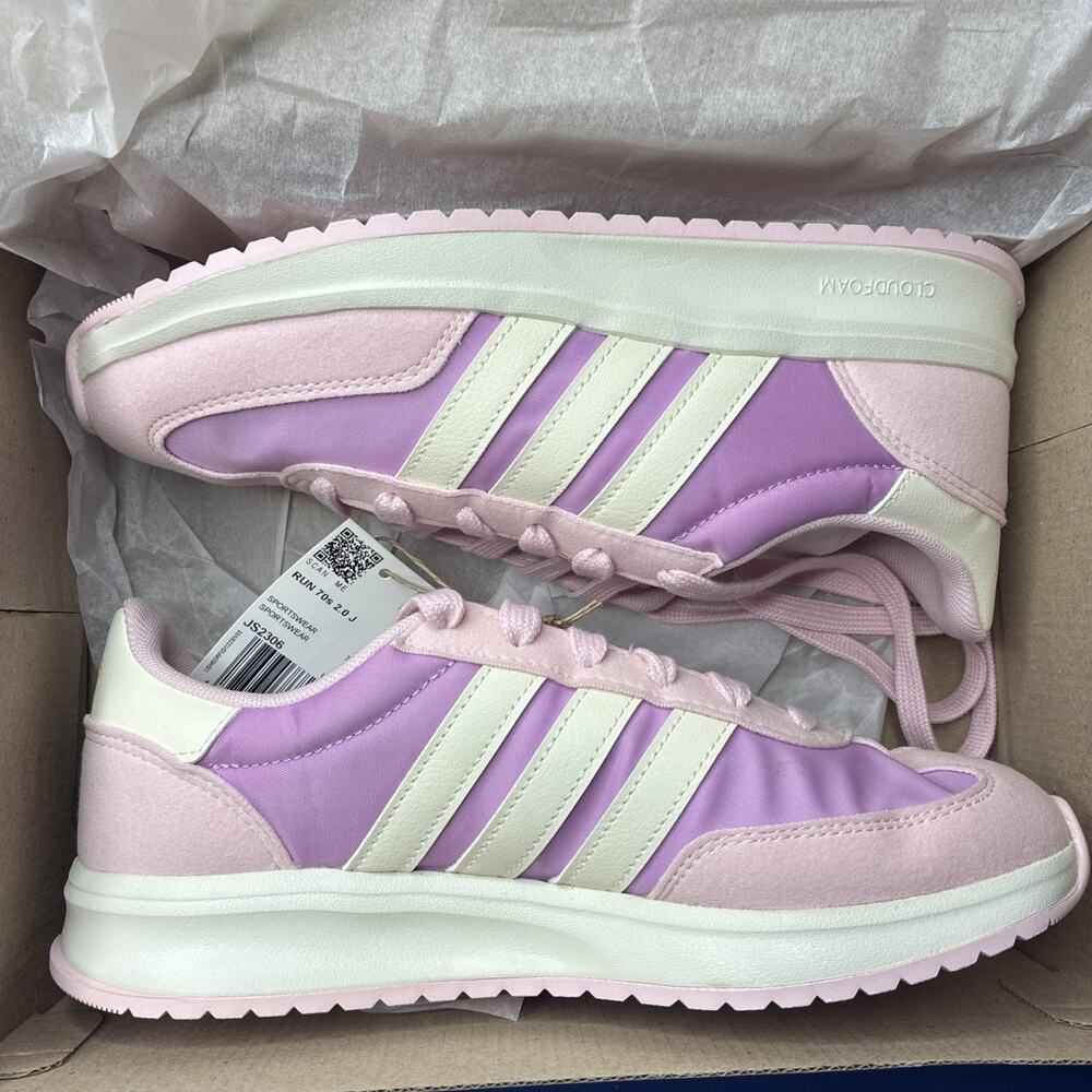 Women's Adidas RUN 70s 2.0 J Baby Pink & White Sneakers Size 6.5 youth walk run